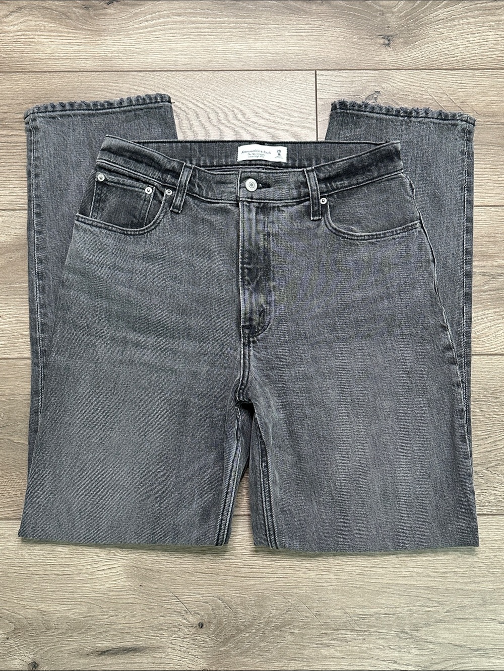 Abercrombie & Fitch The 90’s Straight Ultra High Rise Jeans Black Gray 29 - Picture 3 of 12